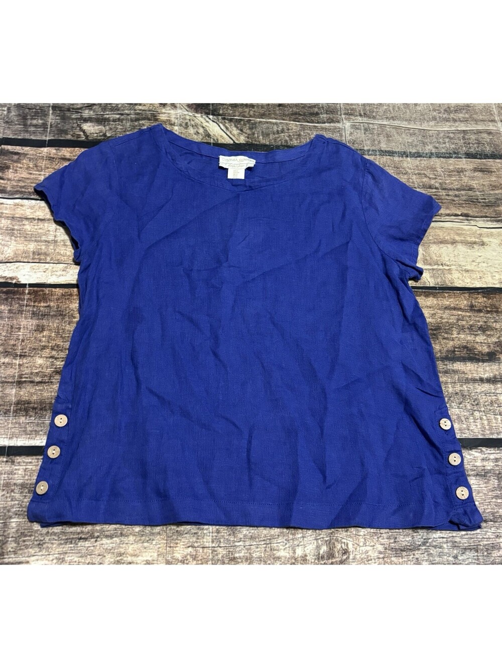 Cynthia Rowley Top Womens Small Linen Button Detail Blue